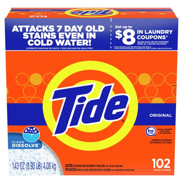 Tide Original 102 Loads Powder Laundry Detergent.